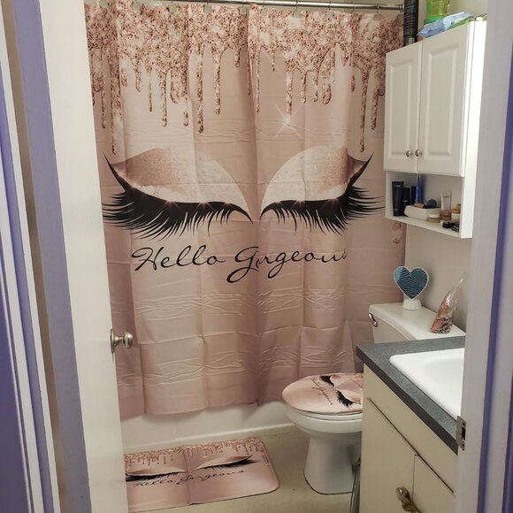 4PCS pretty eyelash shower curtain set - Picture 2 of 7